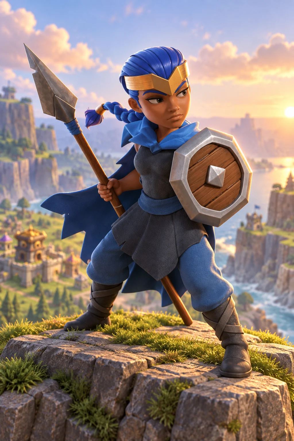 Royal Champion with spear and round shield